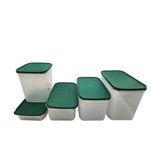 Tupperware Modular Mates Rectangular & Square 1 thru 5 Green Seals